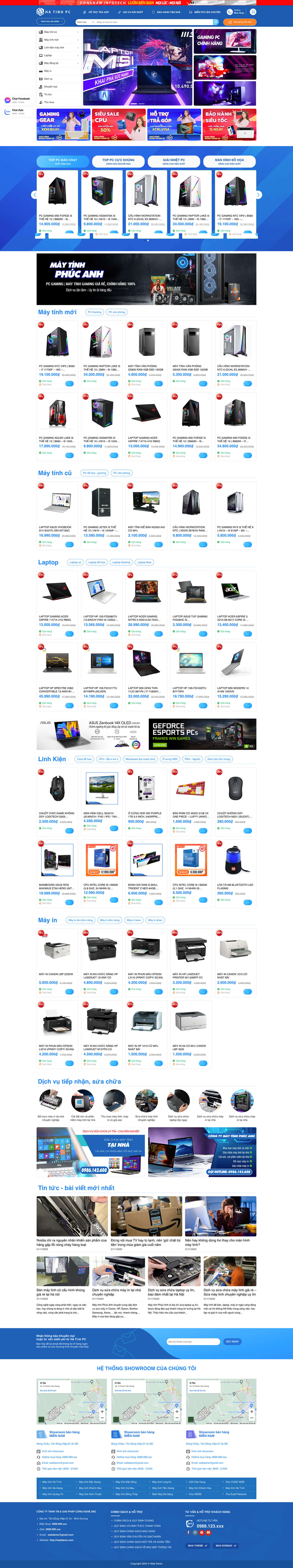 Theme website bán máy tính Ha Tinh PC