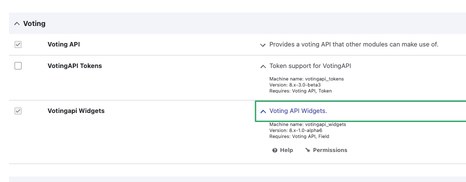 Cài đặt Voting API Widgets Module