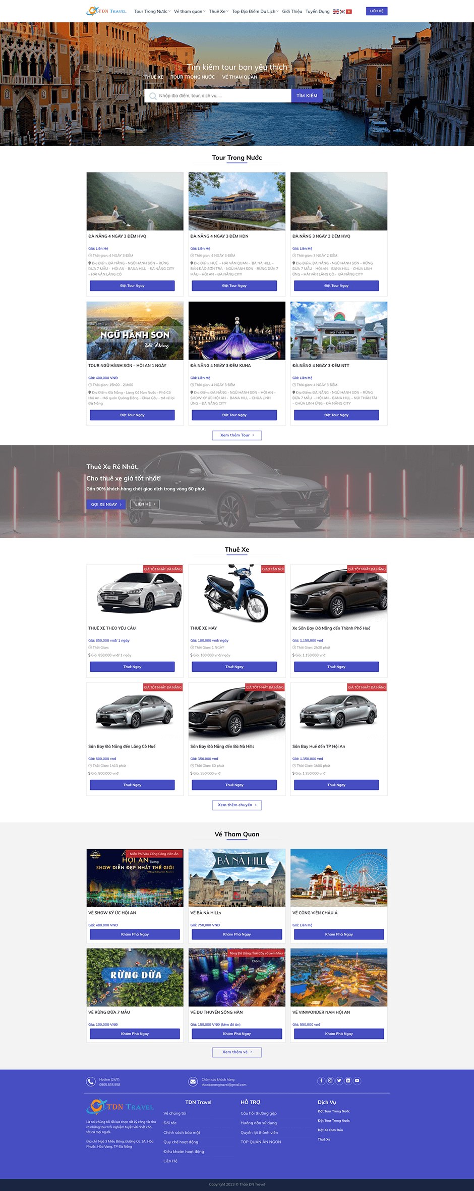 Website bán vé - tour du lich Thảo Đà Nẵng Travel -- Full Page