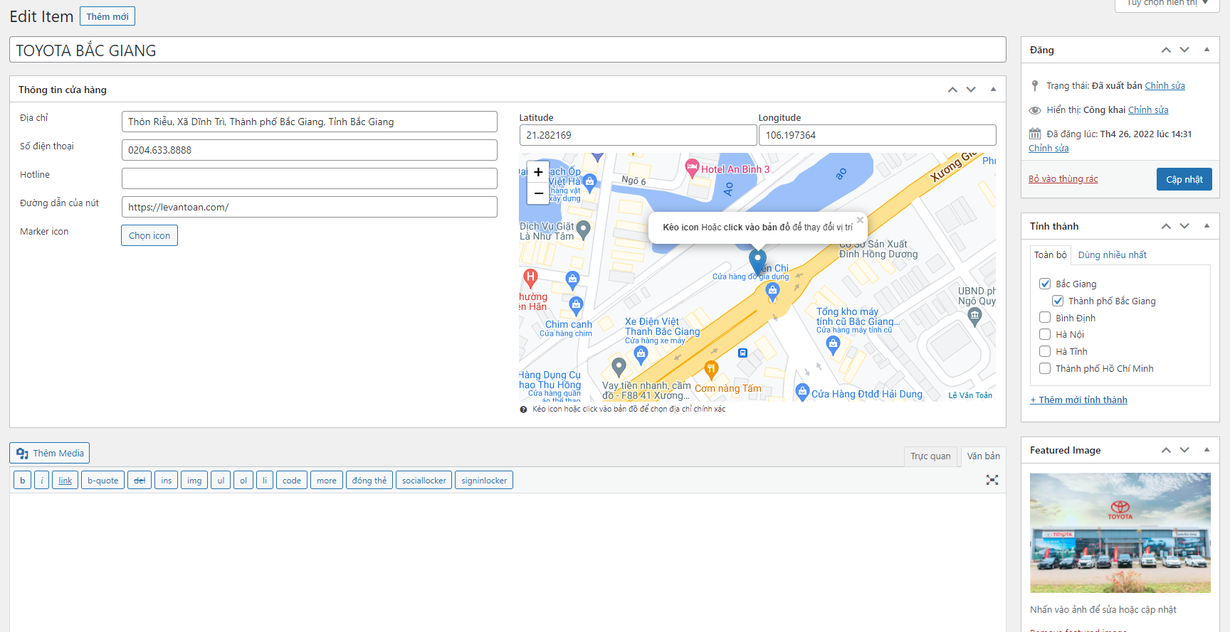 Plugin WP - Hiển thị danh sách cửa hàng trên Google Maps