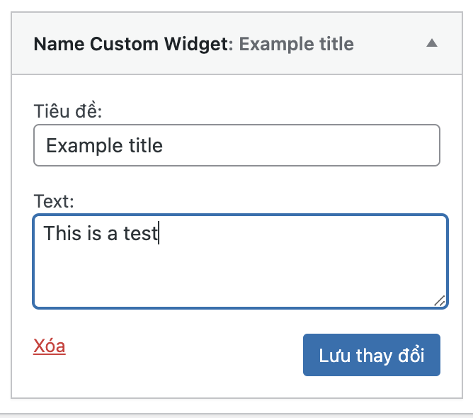 Tạo form setting options cho widget
