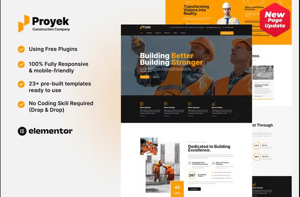  Proyek - Construction Elementor Template Kit