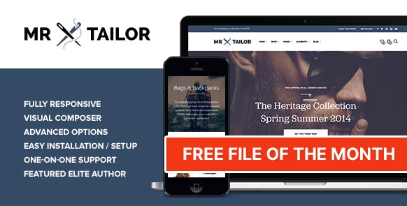 Mr. Tailor - Free File of the Month - eCommerce WordPress Theme for WooCommerce