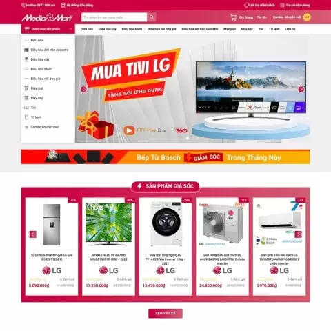 Theme website điện máy Media Mart