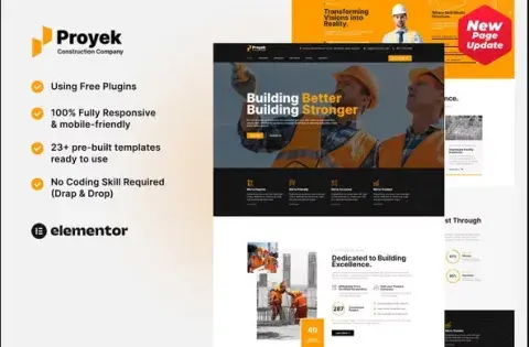  Proyek - Construction Elementor Template Kit