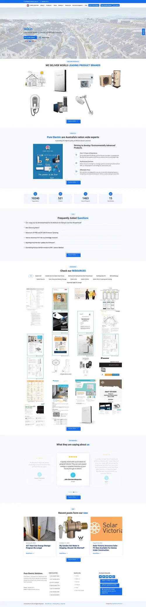 Fullscreen website Pure Electric